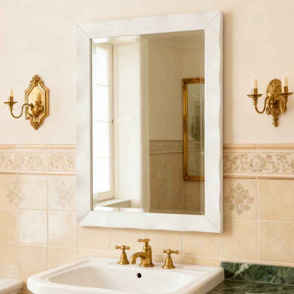 41.5 X 28 Inches Farmhouse Wall Mirror With Solid Wood Frame_voghion.com